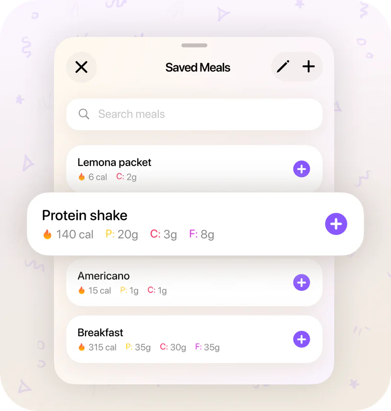 Quick saved meals
